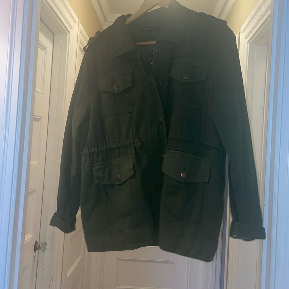 Brandy Melville Green Jacket with Cozy Inner Lining